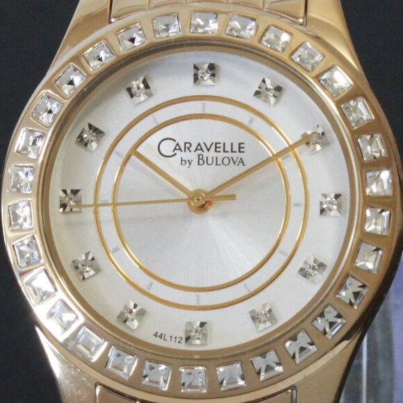 Caravelle Ladies Quartz Watch By Bulova Chrystal Bezel And Indices 32mm - Picture 12 of 13